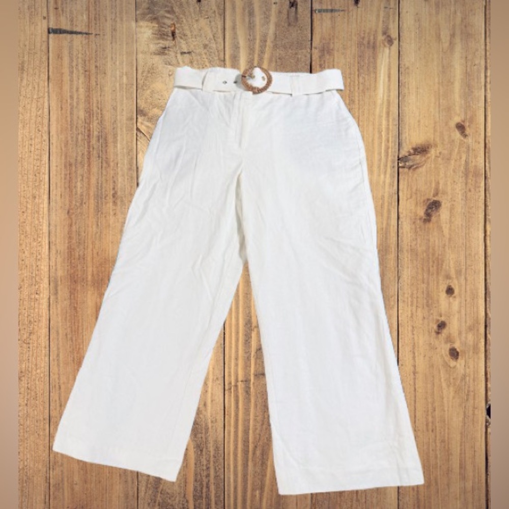 Rachel Zoe Relaxed Linen Blend White Pants